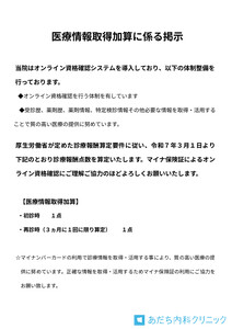 医療情報取得加算に係る掲示